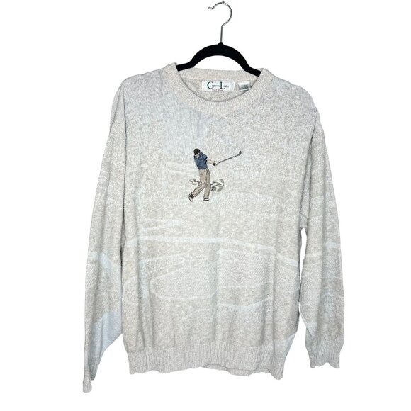Cypress Links Golf Wear‎ Vintage Embroidered Sweater Mens Size XL Knit Neutral - Picture 1 of 6